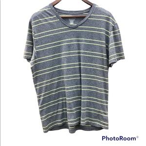 Old Navy Classic Tee Shirt Sz. Medium Striped Short Sleeve Gray Yellow